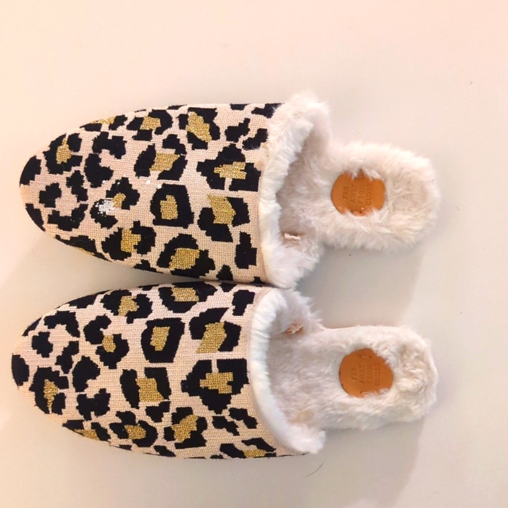 Anthropologie Emilie Leopard Slippers Size M/L